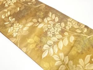 引箔　枝花模様織り出し　名古屋帯